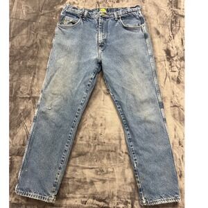 Cabela's Roughneck Jeans Mens 36x32 Blue Flannel Lined Straight Leg Workwear